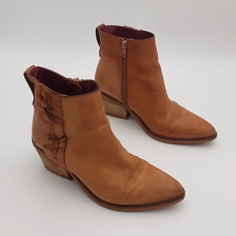 Mala vita ankle boot leather tan women 39 western festival rodeo casual y2k